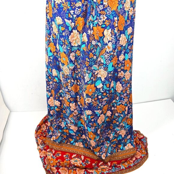 NWT PrettyGarden Blue Red Floral Wrap Boho Gypsy Maxi Dress - Picture 10 of 13